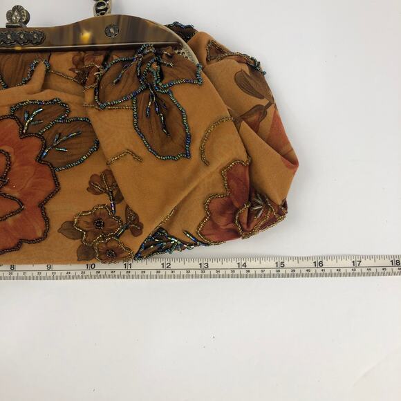 Victorian Beaded evening bag, floral bag Metal Strap Acetate, Seed Beads, Lucite - Picture 12 of 12